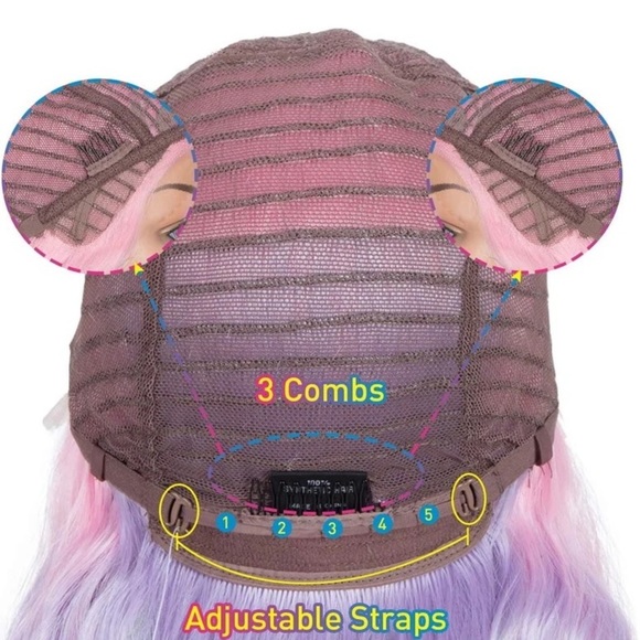 ✨28” RAINBOW UNICORN LOOSE WAVY LACE FRONT WIG NWT